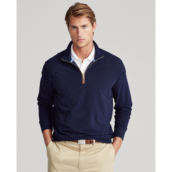 Refined Navy Classic Fit Terry Pullover Polo Golf 1