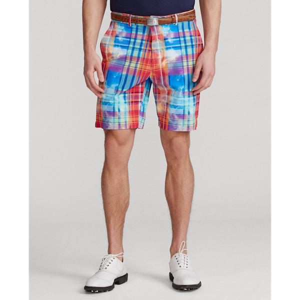 Washed Madras 23 cm Classic Fit Plaid Active Trunk Polo Golf 4