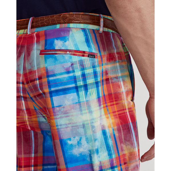 Washed Madras 23 cm Classic Fit Plaid Active Trunk Polo Golf 6