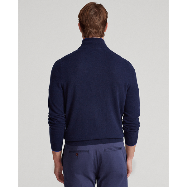 Washable Cashmere Sweater Polo Golf em Refined Navy 5