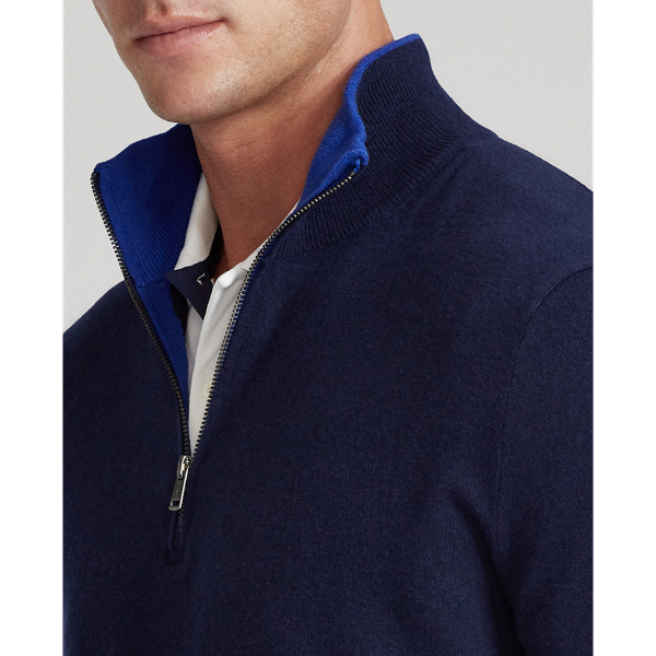 Washable Cashmere Sweater Polo Golf em Refined Navy 6