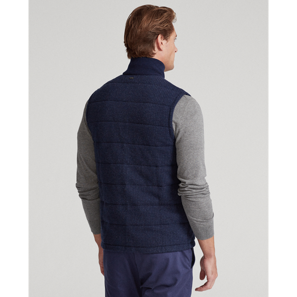 Gilet antivento in lana merino Polo Golf in Refined Navy Houndstooth 5
