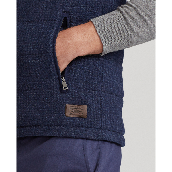 Gilet antivento in lana merino Polo Golf in Refined Navy Houndstooth 6