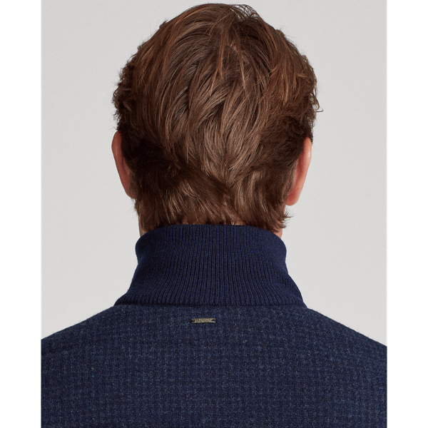 Gilet antivento in lana merino Polo Golf in Refined Navy Houndstooth 7