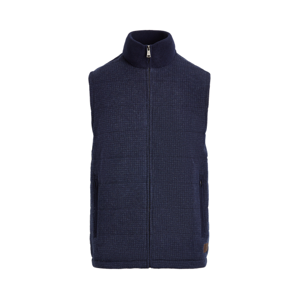 Gilet antivento in lana merino Polo Golf in Refined Navy Houndstooth 2