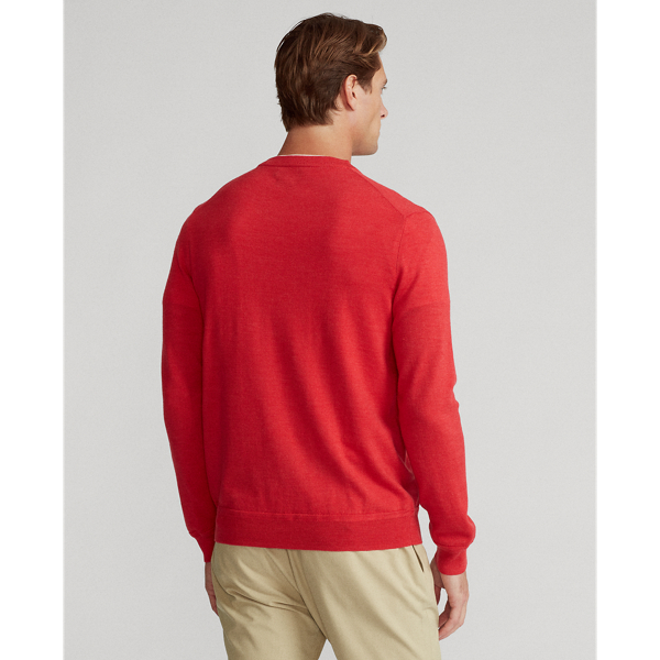 Sunrise Red Heather Washable Wool Crewneck Jumper Polo Golf 5