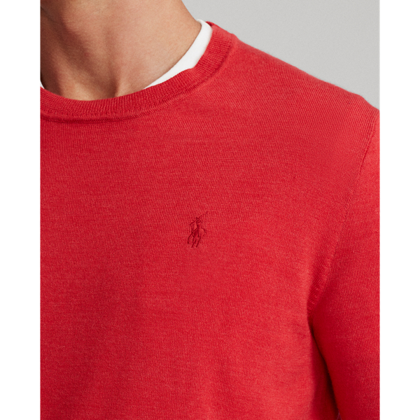 Sunrise Red Heather Washable Wool Crewneck Jumper Polo Golf 6