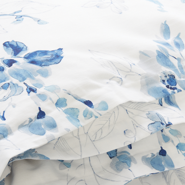 Blue And White Sandra Floral Percale Comforter Set Lauren Home 3