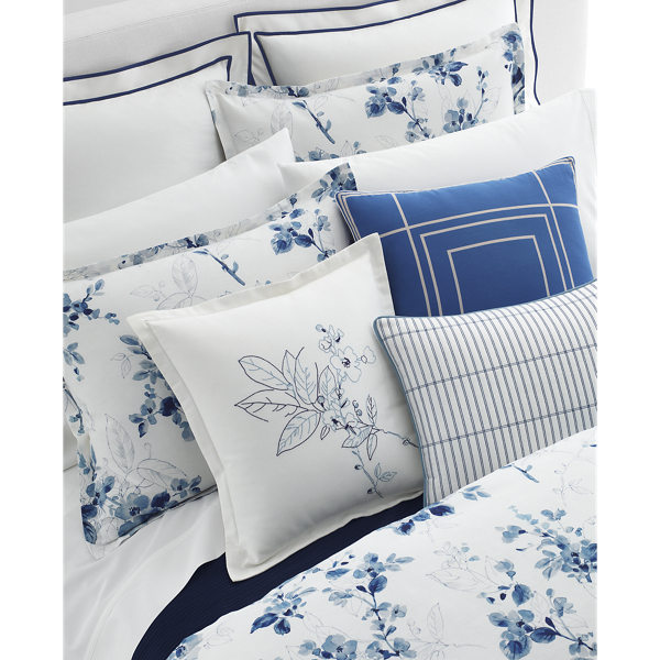 Blue And White Sandra Floral Percale Comforter Set Lauren Home 5