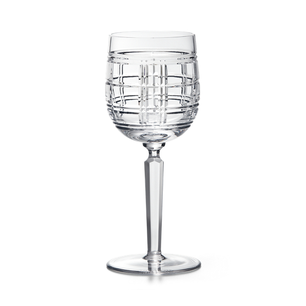 Clear Hudson Plaid White Wine Glass Ralph Lauren Home 1