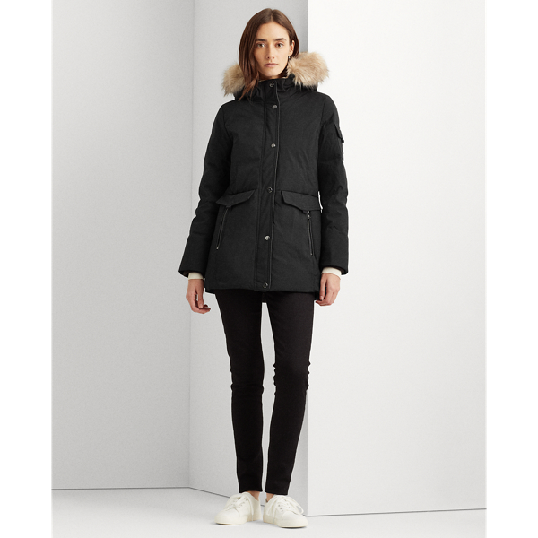 Black W/ Black Tab Contrast Heavy Down Coat Lauren Petite 4