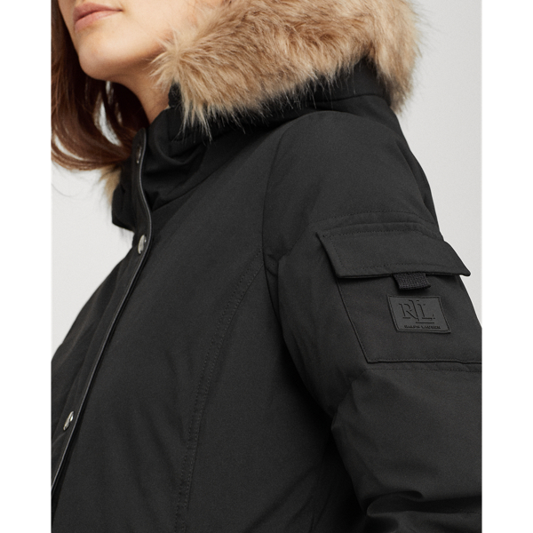 Black W/ Black Tab Contrast Heavy Down Coat Lauren Petite 6