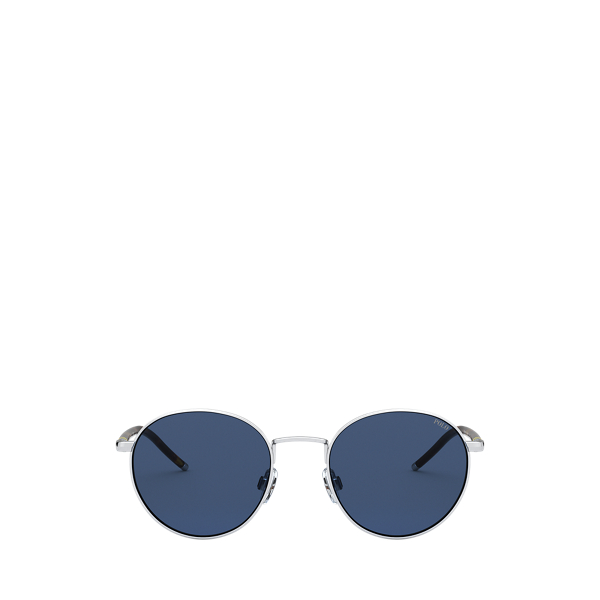 Shiny Silver Retro Round Sunglasses Polo Ralph Lauren 2