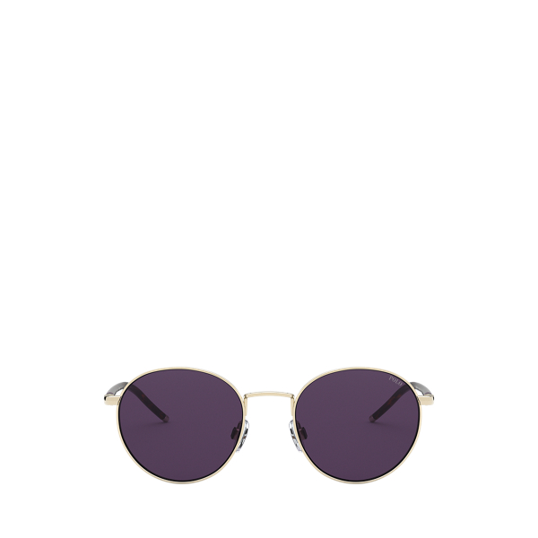 Shiny Pale Gold Retro Round Sunglasses Polo Ralph Lauren 2