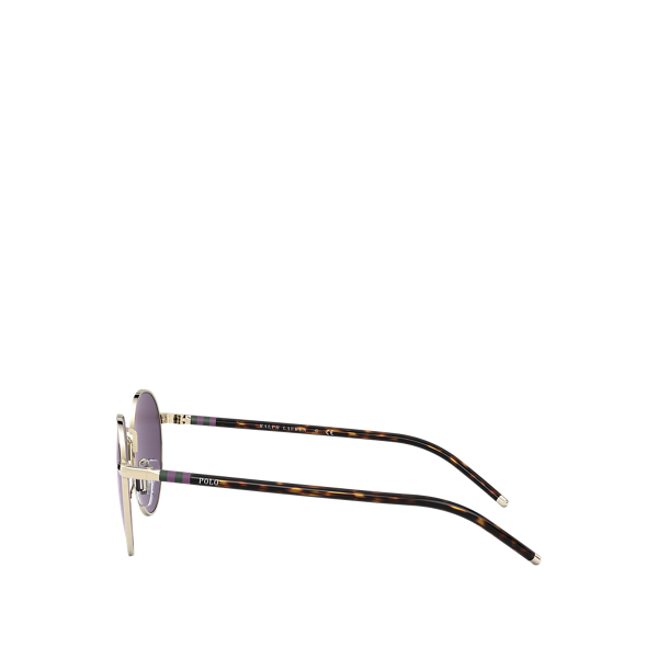 Shiny Pale Gold Retro Round Sunglasses Polo Ralph Lauren 3