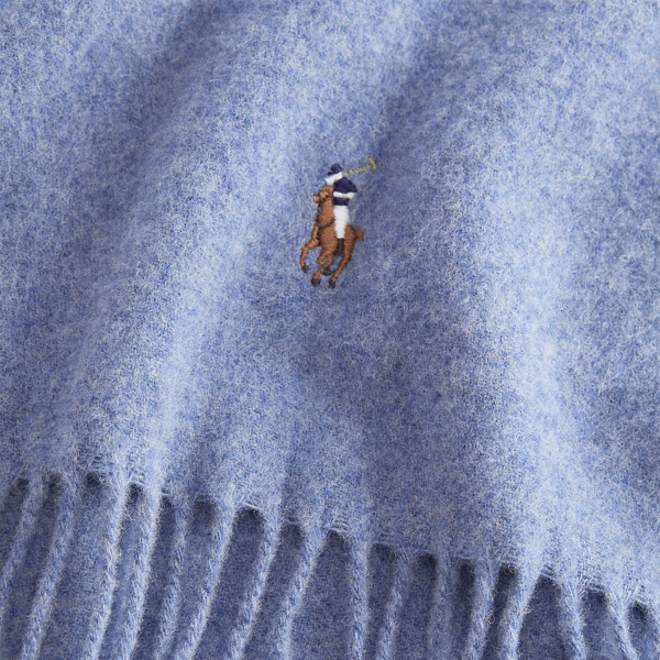 Blue Heather Fringed Virgin Wool Scarf Polo Ralph Lauren 2