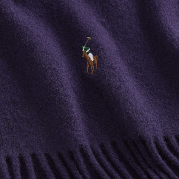 Ancient Purple Fringed Virgin Wool Scarf Polo Ralph Lauren 3