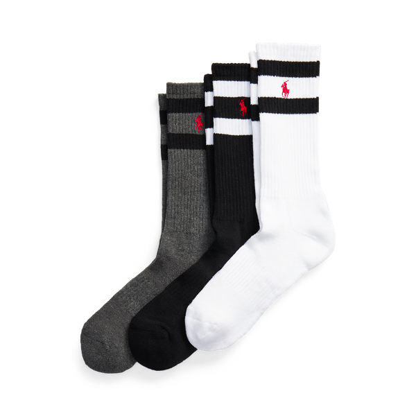 Blk/Htrh Gr/White Athletic Crew Sock three-pack Polo Ralph Lauren 1