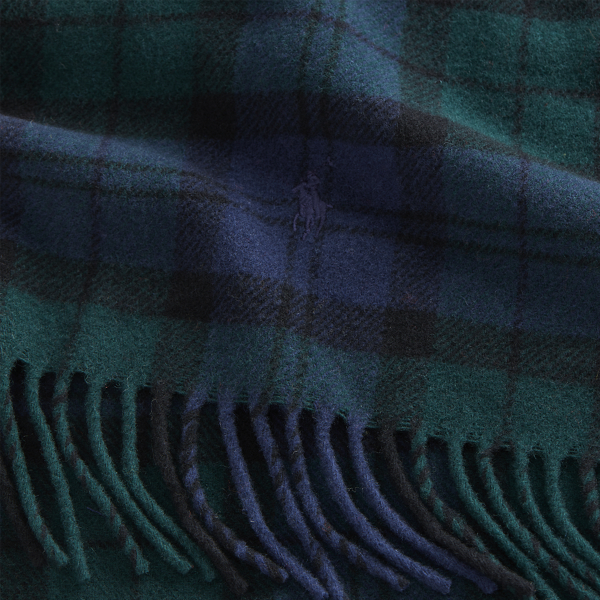 Black Watch Fringe Tartan Wool Scarf Polo Ralph Lauren 2