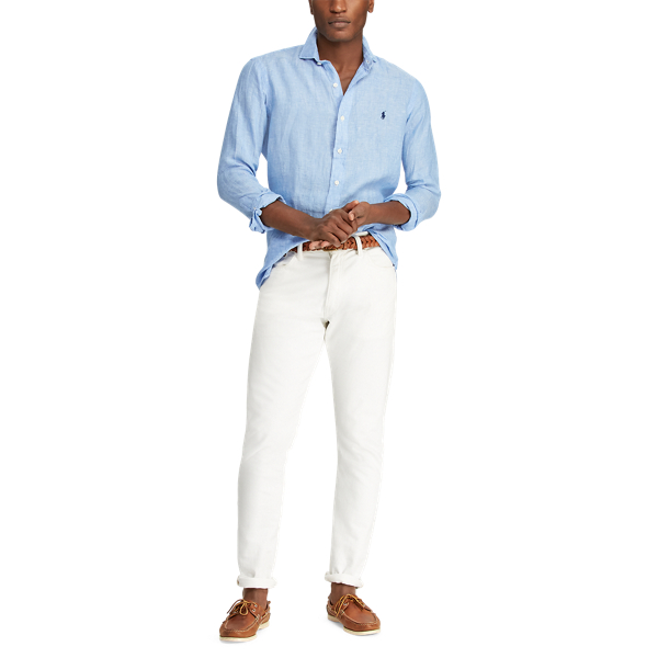 Blue/White Classic Fit Linen Shirt Polo Ralph Lauren 4