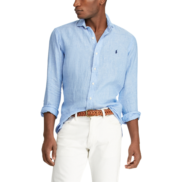 Blue/White Classic Fit Linen Shirt Polo Ralph Lauren 5