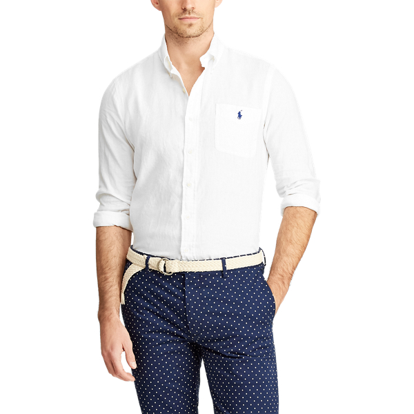 White Classic Fit Linen Shirt Polo Ralph Lauren 5