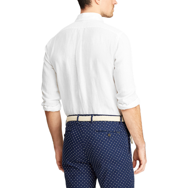 White Classic Fit Linen Shirt Polo Ralph Lauren 6