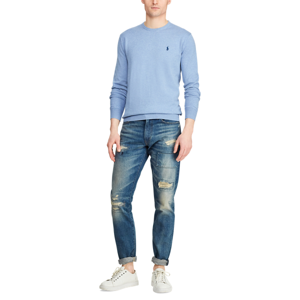 Campus Blue Heather Cotton Crewneck Jumper Polo Ralph Lauren 4