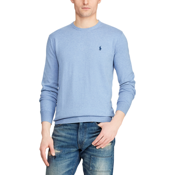 Campus Blue Heather Cotton Crewneck Jumper Polo Ralph Lauren 5