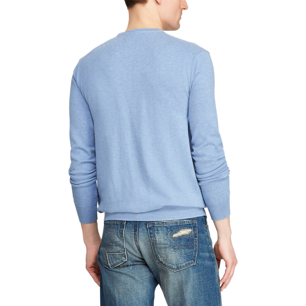 Campus Blue Heather Cotton Crewneck Jumper Polo Ralph Lauren 6