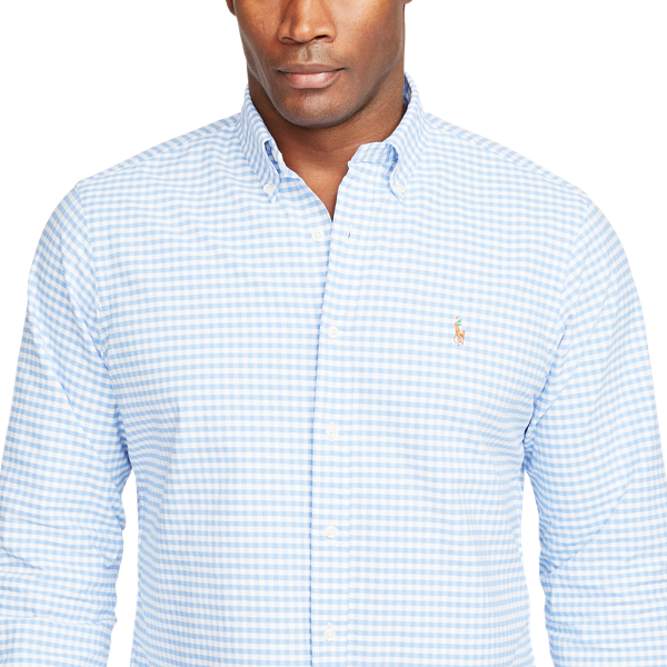 Slate Blue/White Slim Fit Gingham Shirt Polo Ralph Lauren 3