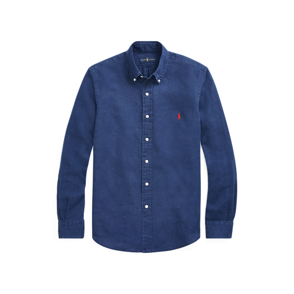 Holiday Navy Classic Fit Linen Shirt Polo Ralph Lauren 2