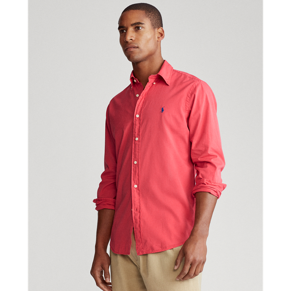 Sunset Red Slim Fit Twill Shirt Polo Ralph Lauren 3