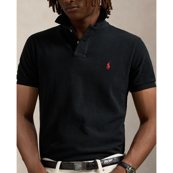 Custom-Slim-Fit Piqu&eacute;-Polo Polo Ralph Lauren in Schwarz 6