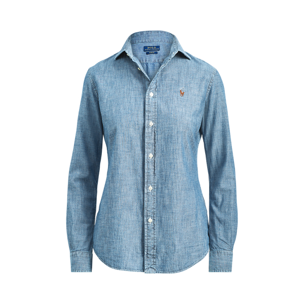 Slim fit chambray overhemd