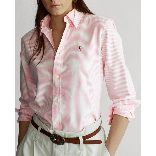 Camicia Oxford in cotone Slim-Fit Polo Ralph Lauren in Nuovo rosa/Bianco 5