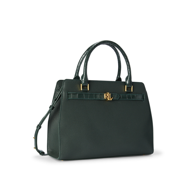 Racing Green Pebbled Leather Medium Fenwick Satchel Lauren 3