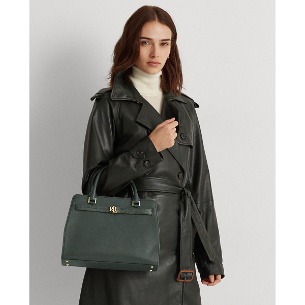 Racing Green Pebbled Leather Medium Fenwick Satchel Lauren 7