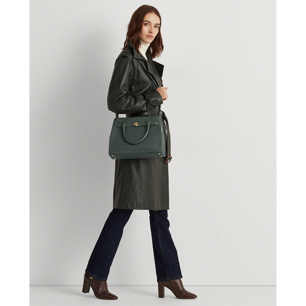 Racing Green Pebbled Leather Medium Fenwick Satchel Lauren 8