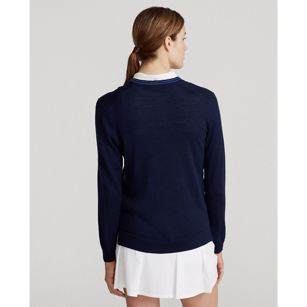 Refined Navy/Summer Royal Merino Wool V-Neck Jumper Ralph Lauren Golf 5