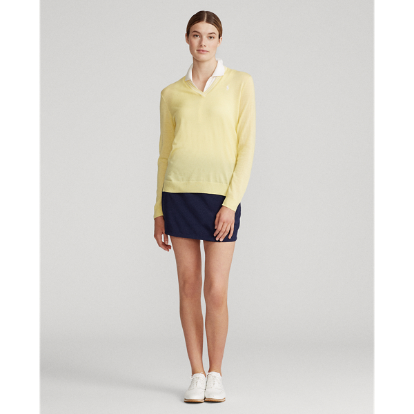 Bristol Yellow/White Merino Wool V-Neck Jumper Ralph Lauren Golf 4