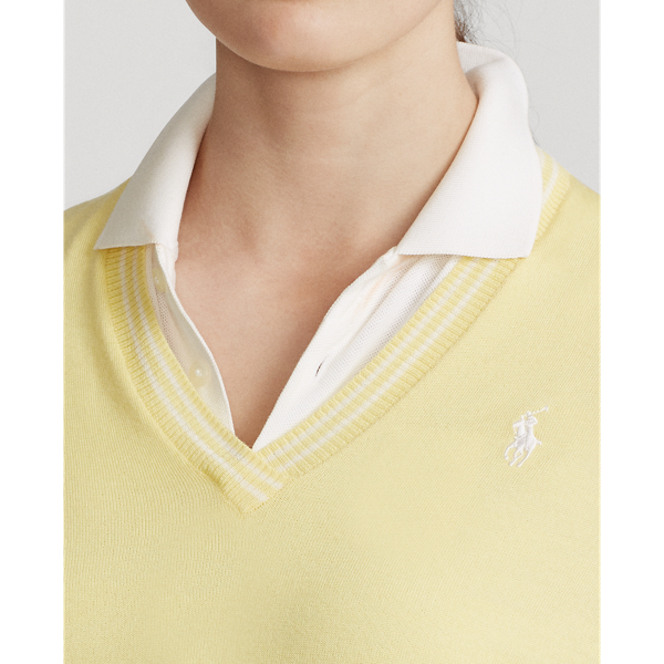 Bristol Yellow/White Merino Wool V-Neck Jumper Ralph Lauren Golf 6