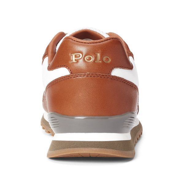 White/Saddle Classic Runner Leather-Trim Trainer Polo Sport 3