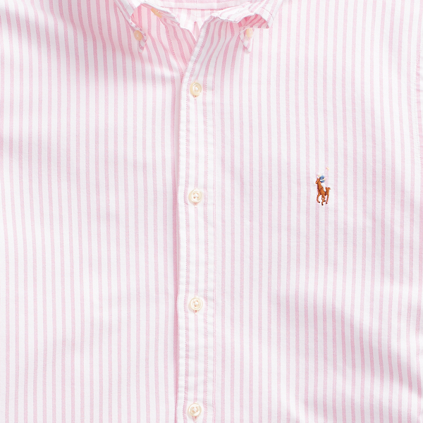 Pink/White Slim Fit Striped Oxford Shirt Polo Ralph Lauren 3