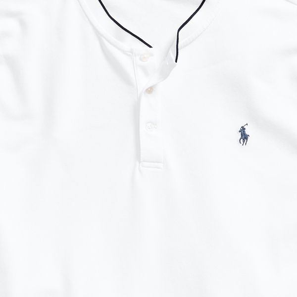 White Stretch Mesh Henley Shirt Polo Ralph Lauren 3