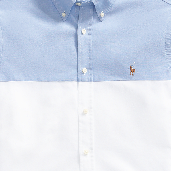 Blue/White Slim Fit Colour-Blocked Shirt Polo Ralph Lauren 3