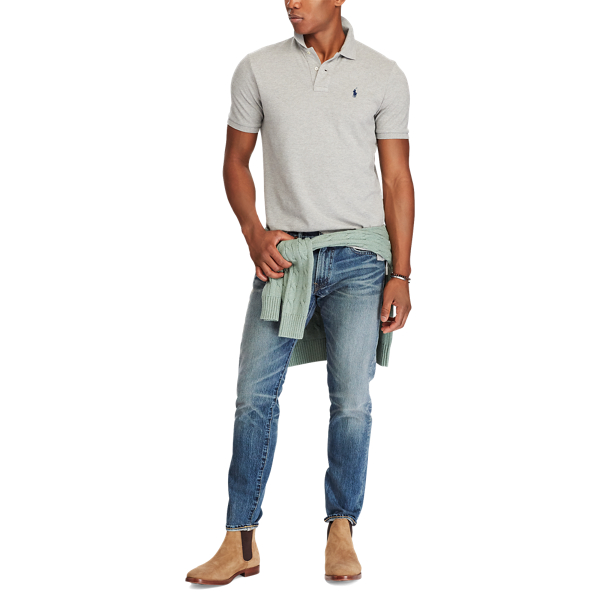 Custom-Slim-Fit Piqu&eacute;-Poloshirt Polo Ralph Lauren in Lawrence-Grau meliert 2