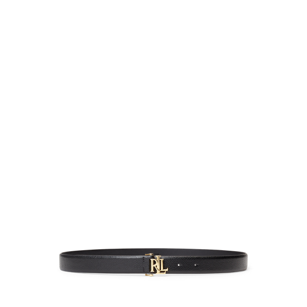 Logo Pebbled Leather Skinny Belt