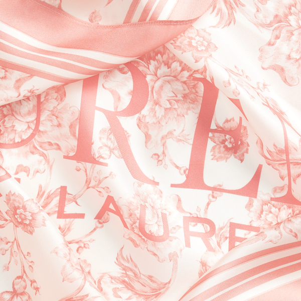 Cream/Pink Alexa Floral Silk Scarf Lauren 3