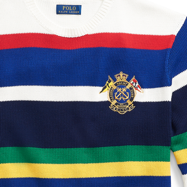 White Multi Stripe Yacht-Crest Cotton Jumper Polo Ralph Lauren 3